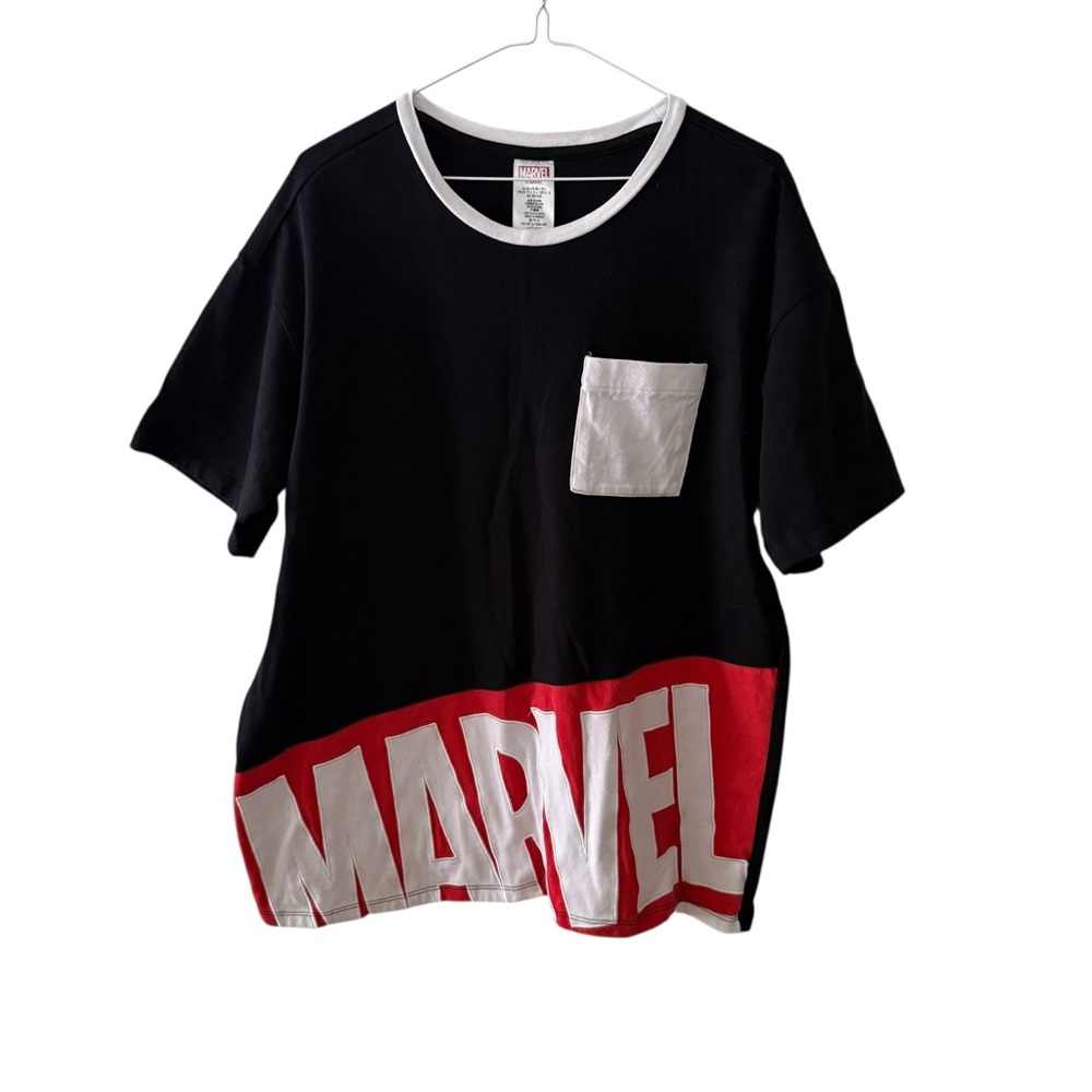 MARVEL Embodied Men’s Size Large L Logo Short Sleeve T-Shirt Black Red White